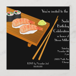 Black Sushi Birthday-inbjudan Inbjudningar