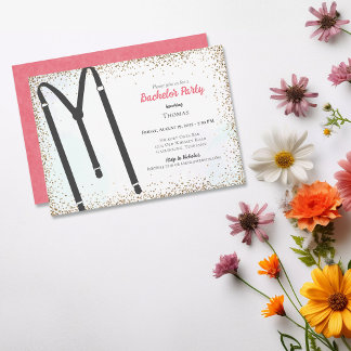 Black Suspenders Bachelor Party Inbjudningar