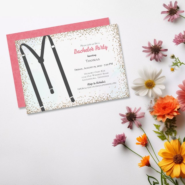 Black Suspenders Bachelor Party Inbjudningar (Skapare uppladdad)