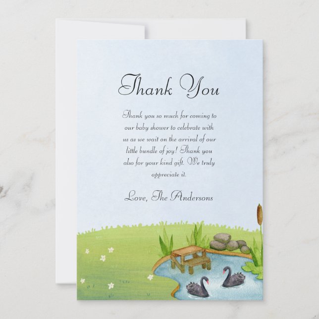 Black Svan Baby Shower Tack Kort (Framsida)