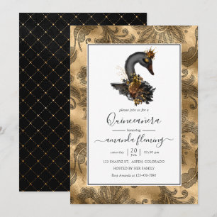 Black Svan Quinceañera Inbjudningar