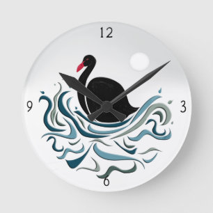 Black Svan Round Clock Rund Klocka