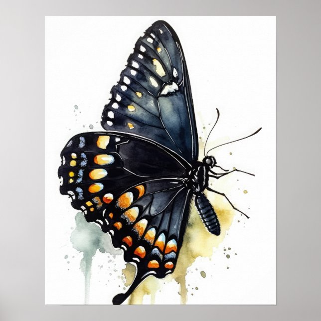 Black Swallowtail Butterfly Art Print Poster (Framsidan)