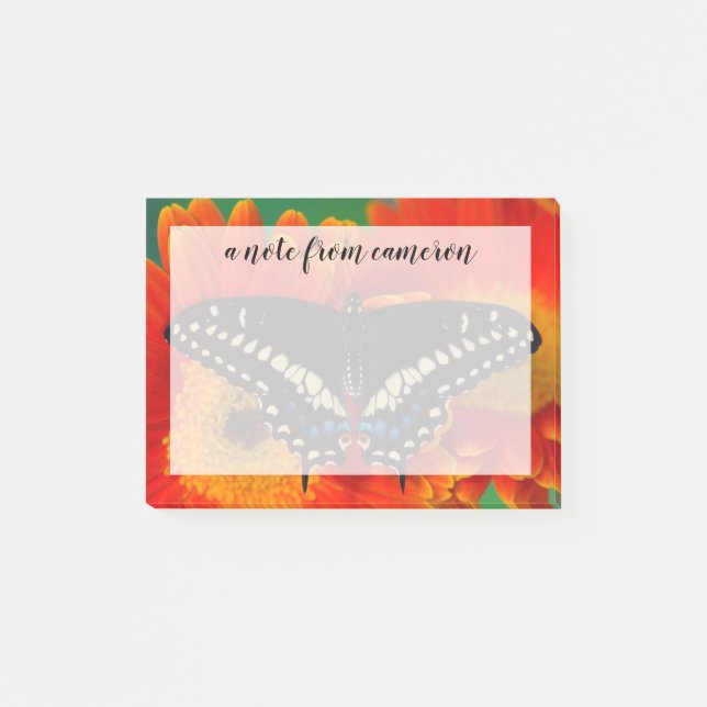 Black Swallowtail Butterfly på Gerberia Daisy Post-it Block (Framsida)