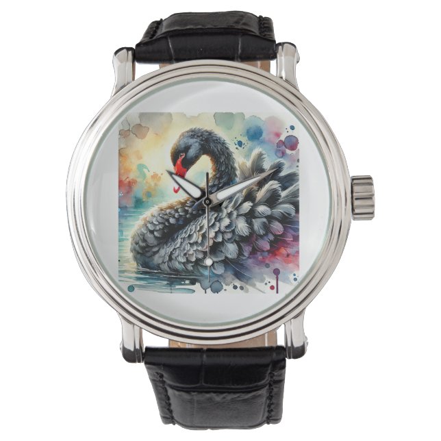 Black Swan 210824AREF133 - Watercolor Armbandsur (Framsida)