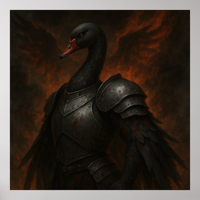 Black Swan Knight – Dark Fantasy Warrior Poster (Framsidan)