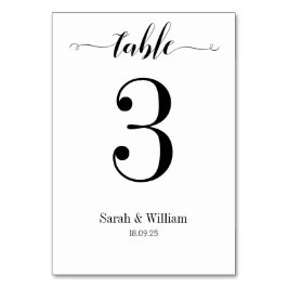 Black Swash Calligraphy Bröllop Bordsnummer