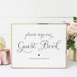 Black Sweet Calligraphy Bröllop Guest Bok Poster