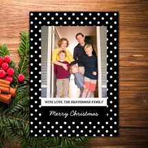 Black Sweet Polka Dot Helgdag Photo Flat Card