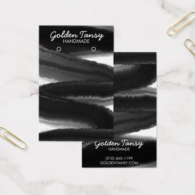 Bläck Swipe Earring Necklace Jewelry Visning Card Visitkort (Kontor)