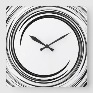 Black Swirl Abstrakt Art #2 Fyrkantig Klocka