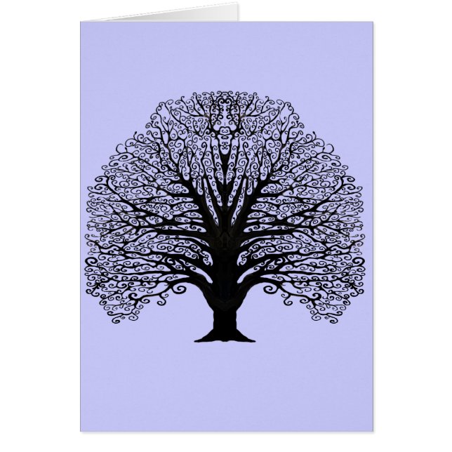 Black Swirl Träd Tack OBS Kort (Framsidan)