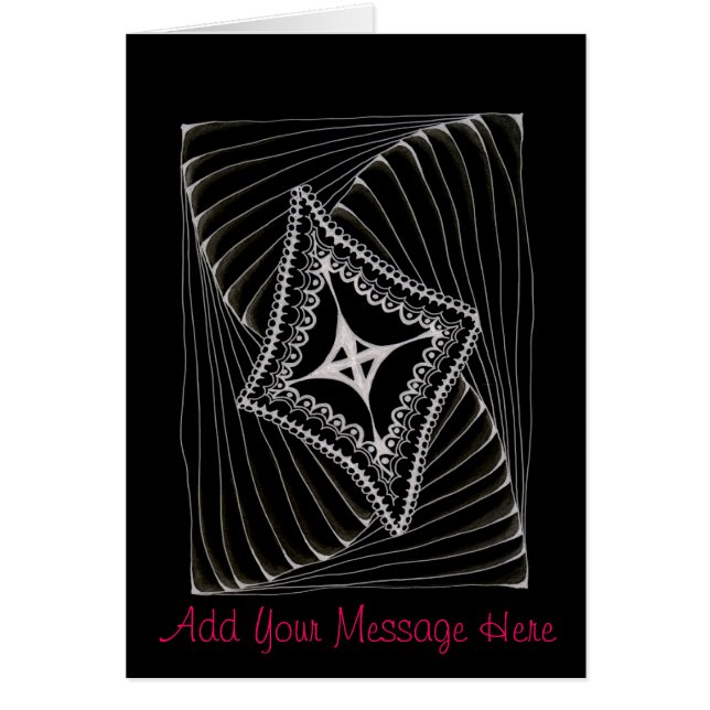 Black Swirling Kite Doodle Hälsningskort (Framsidan)