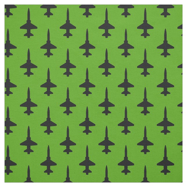 Black T-38 Talon Mönster om Grönt Fabric Tyg (Provkarta)