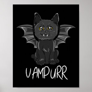 Black T Cat Halloween Vampire Vampurr Costume Poster