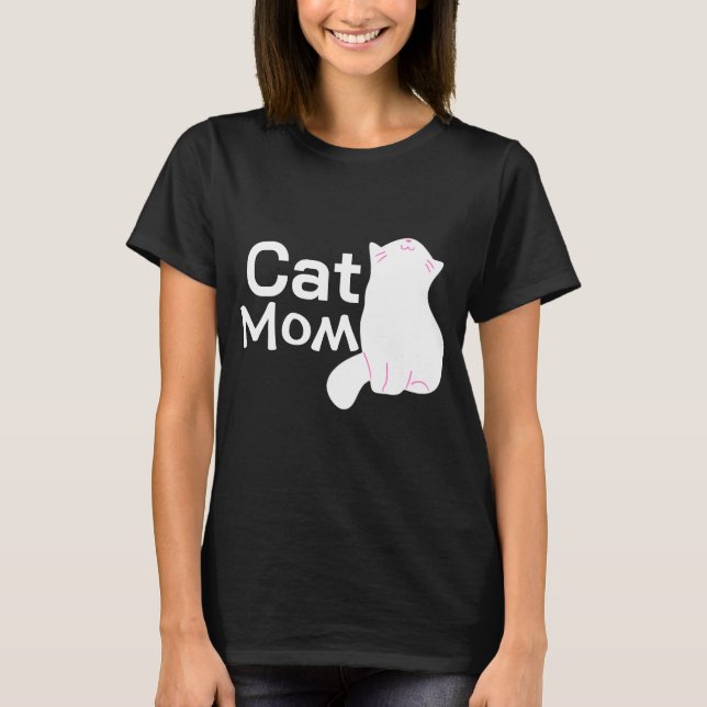 Black T-Shirt mamma cat (Framsida)