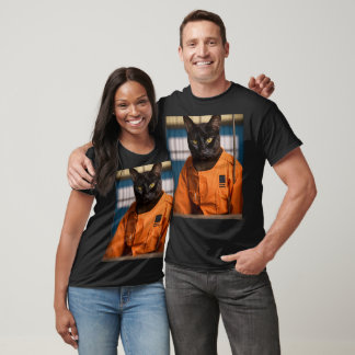 Black T-Shirt med Havanna Brown Cat i Inmat