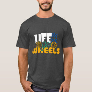 "Black T-Shirt med 'Life on Hjul Text.