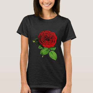 Black T-Shirt med Röd ros