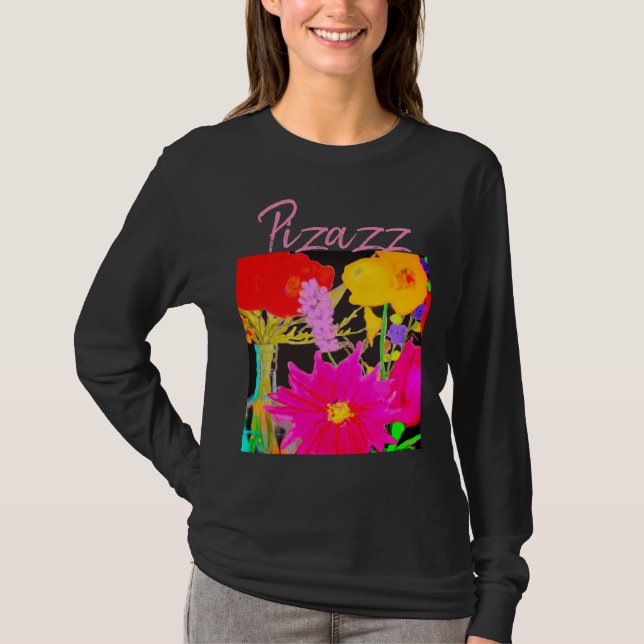 Black T-Shirt with Flowers by Artist (Framsida)