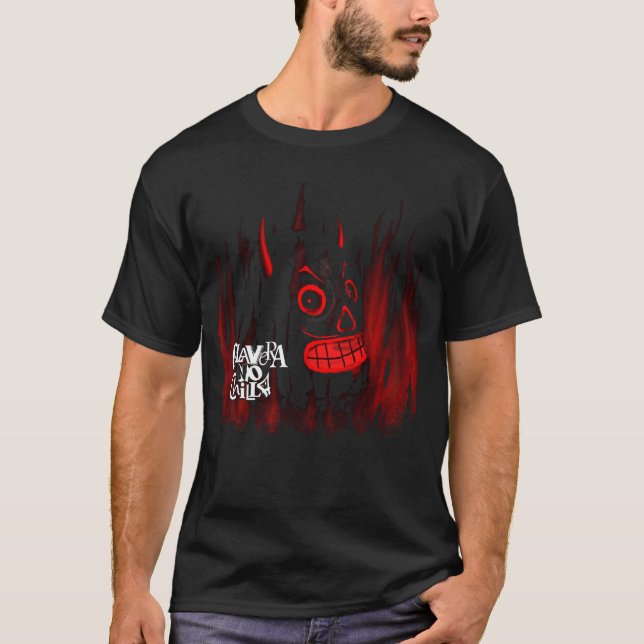 Black T-shirt with skull and fire (Framsida)