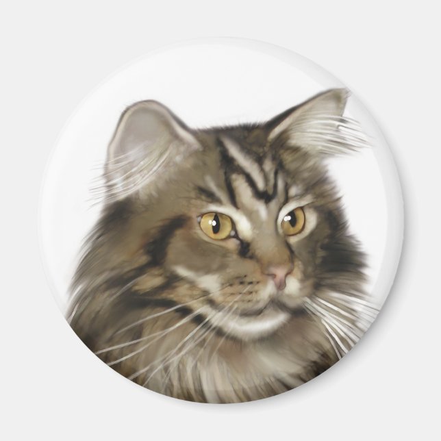 Black Tabby Maine Coon Cat Magnet (Framsidan)