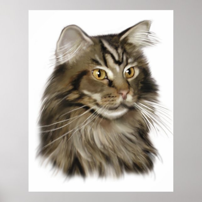 Black Tabby Maine Coon Cat Poster (Framsidan)
