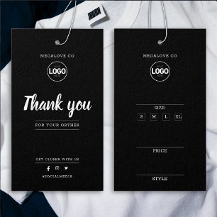 Black Tack Logotyp Pris Storlek Clothing hängning Visitkort