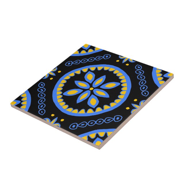 Black Talavera Tile Kakelplatta (Sidan)