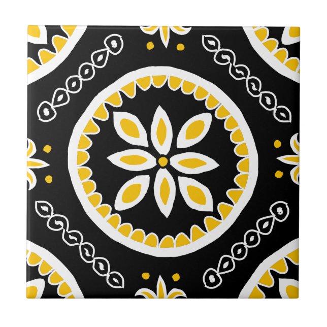Black Talavera Tile Kakelplatta (Framsidan)