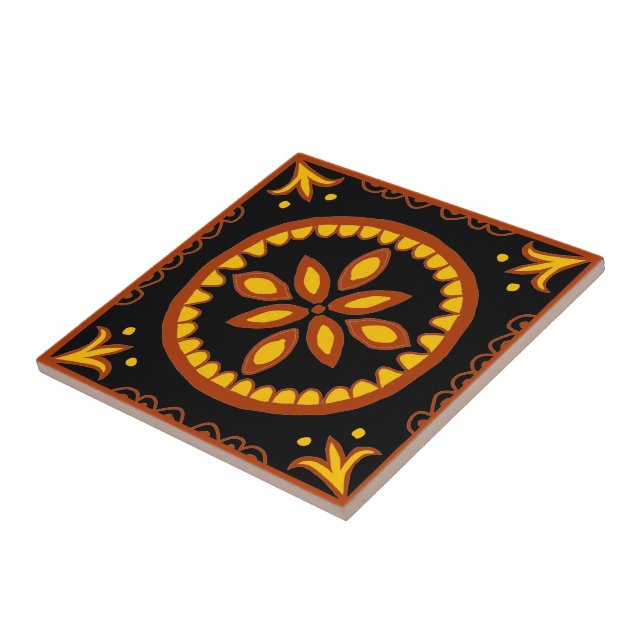 Black Talavera Tile Kakelplatta (Sidan)