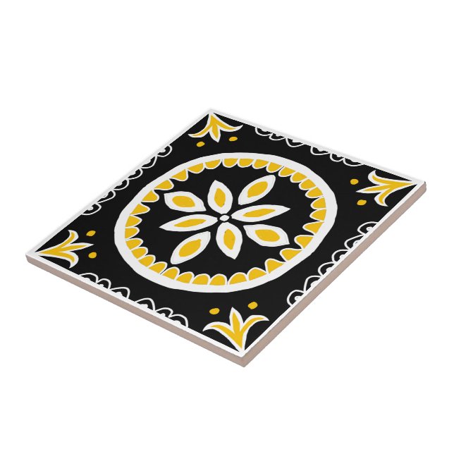 Black Talavera Tile Kakelplatta (Sidan)