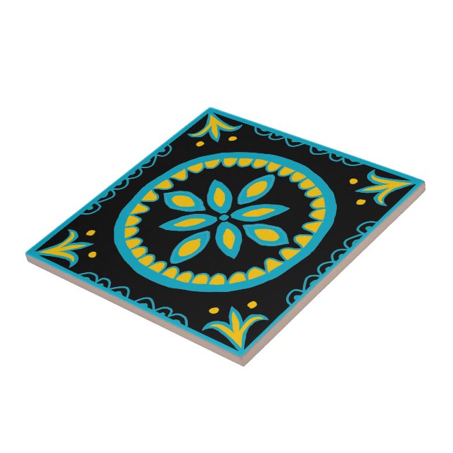Black Talavera Tile Kakelplatta (Sidan)