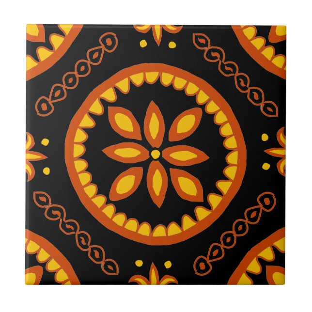 Black Talavera Tile Kakelplatta (Framsidan)