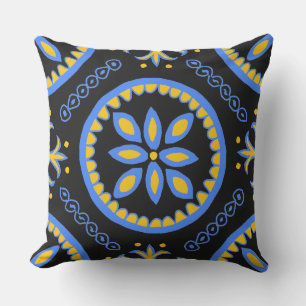 Black Talavera Tile Kudde