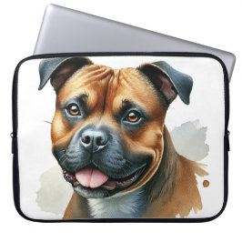 BLACK & TAN AMERICAN STAFFORDSHIRE TERRIER HUND LAPTOP FODRAL