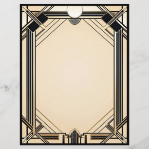 Black Tan and White Art Deco Ram Brevhuvud