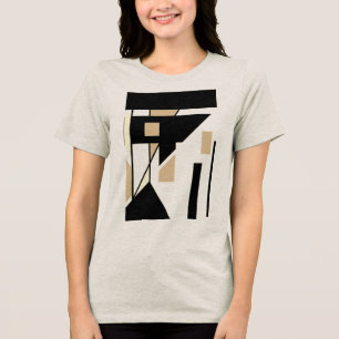 Black Tan Beige MCM-Abstrakt för geometriska forme T Shirt