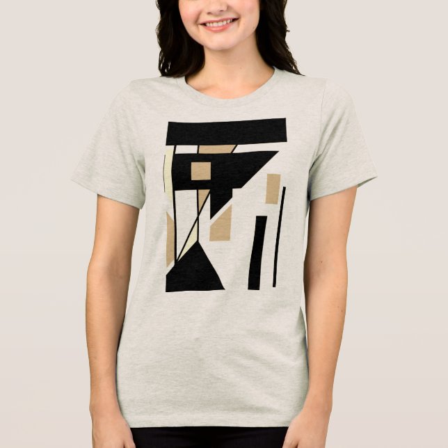 Black Tan Beige MCM-Abstrakt för geometriska forme T Shirt (Framsida)