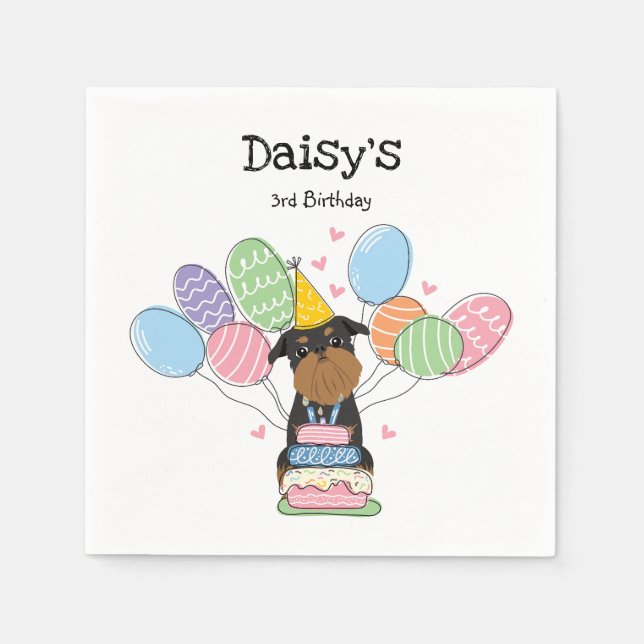Black Tan Brussels Griffon Birthday Papper Pappersservett (Framsidan)