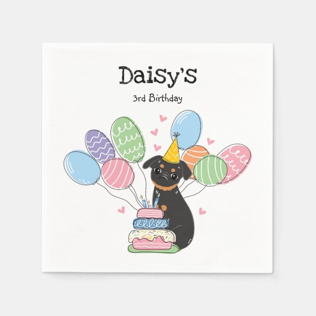 Black Tan Brussels Griffon Birthday Papper Pappersservett (Framsidan)