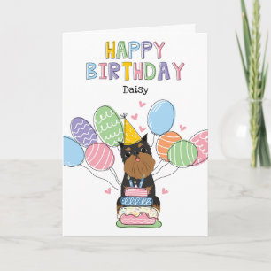 Black Tan Brussels Griffon Croppon Öron Birthday Kort