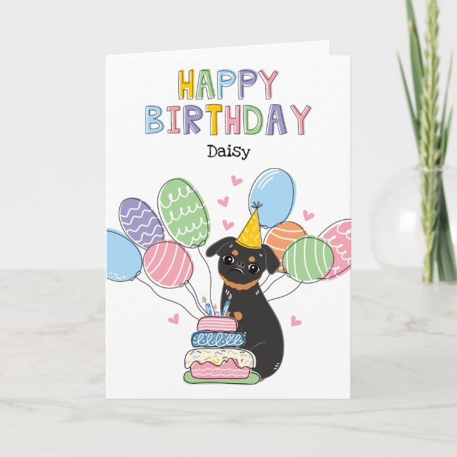 Black Tan Brussels Griffon Hund Birthday Card Kort (Framsida)