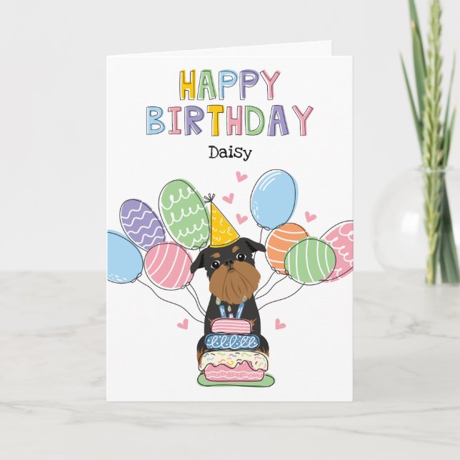 Black Tan Brussels Griffon Hund Birthday Card Kort (Framsida)