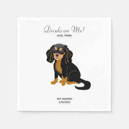 Black Tan Cavalier Bröllop Cocktail Napkins Pappersservett