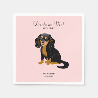 Black Tan Cavalier Bröllop Cocktail Napkins Pappersservett