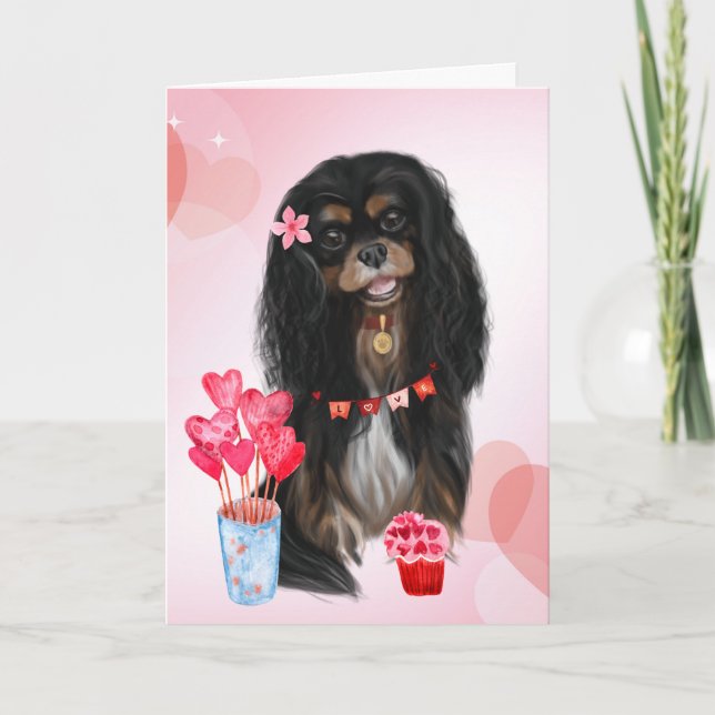 Black & Tan Cavalier Charles Spain Valentine Kort (Framsida)