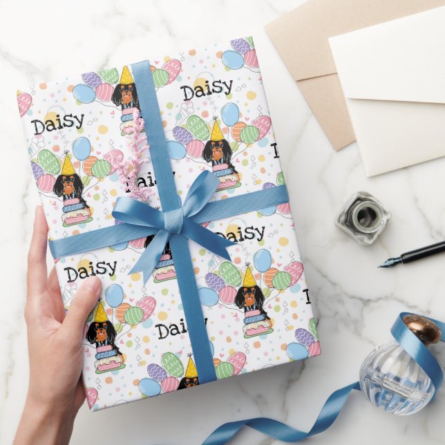 Black Tan Cavalier Kung Charles Spain Birthday Presentpapper (Gifting)