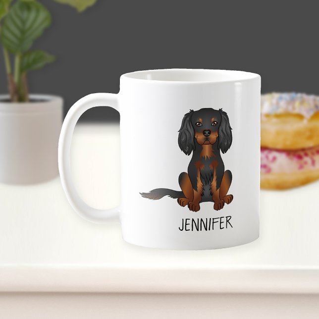 Black & Tan Cavalier Kung Charles Spain & Namn Kaffemugg (Skapare uppladdad)