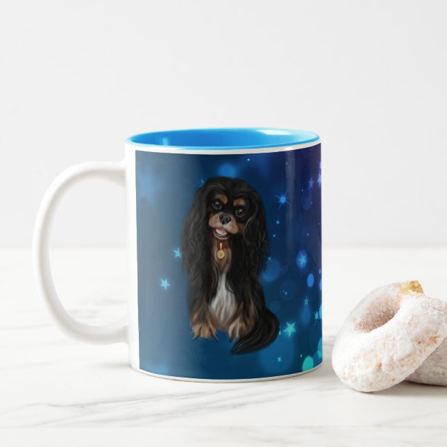 Black & Tan Cavalier Kung Charles Spain Två-Tonad Mugg (Med munk)